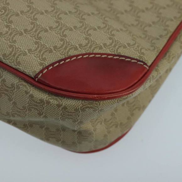 CELINE Macadam Canvas Hand Bag PVC Leather Beige Red Auth 99836 - Picture 15 of 16